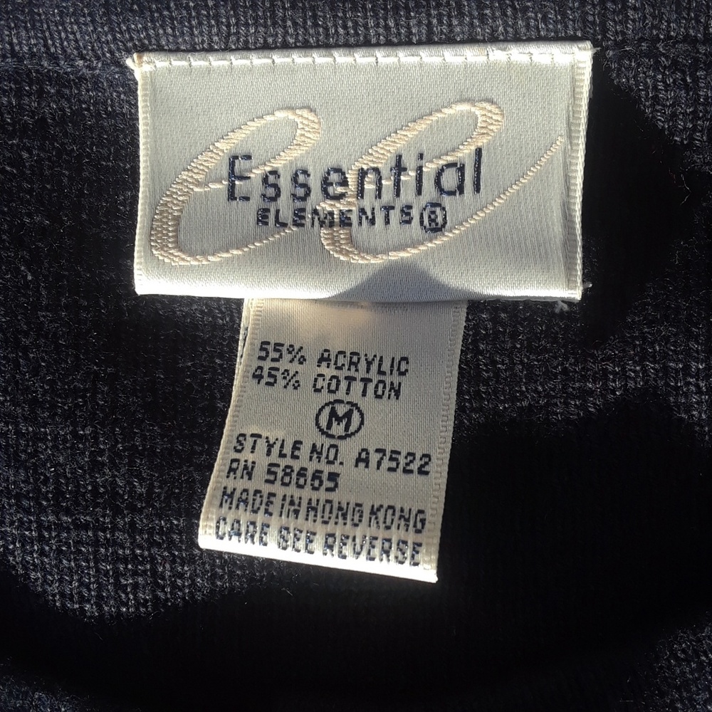 SALE Vintage Essential Elements navy blue cardigan sz M - Picture 3 of 7